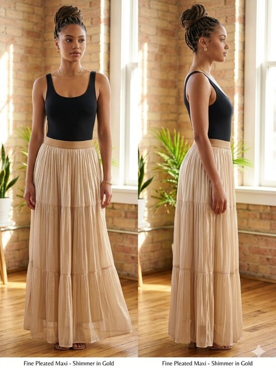 Unbranded Dresses & Skirts - NEW Vintage Gold Pleated High Waist Cocktail Skirt - Size Medium